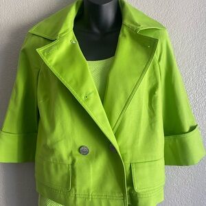 St. John Green Blazer with Tailored Lapel Design